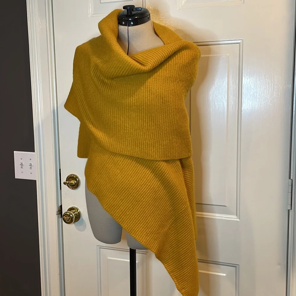 Mustard gold yellow acrylic wrap, generous 88” x 19” for versatile wear - Picture 2 of 4
